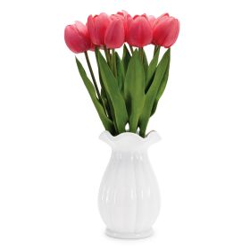 Tulip in Vase 15.5"H Polyester/Ceramic