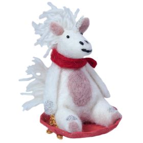 Sledding Unicorn Felt Ornament - Wild Woolies (H)