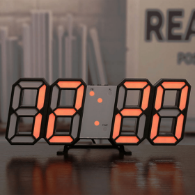 1pc 3D LED Digital Clock; Bedroom LED Clock For Home Decor - Orange