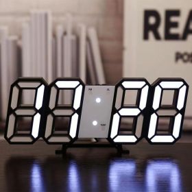 1pc 3D LED Digital Clock; Bedroom LED Clock For Home Decor - Blackwhite