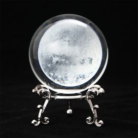 1pc Crystal Ball Art Decoration; Decoration Craft; Crystal Ball Valentine's Day Gifts Birthday Gifts - Moon - Silver