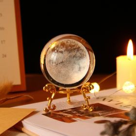 1pc Crystal Ball Art Decoration; Decoration Craft; Crystal Ball Valentine's Day Gifts Birthday Gifts - Moon - Gold