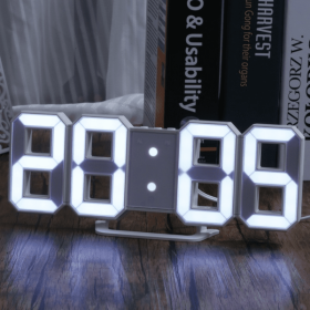 1pc 3D LED Digital Clock; Bedroom LED Clock For Home Decor - White