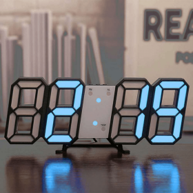 1pc 3D LED Digital Clock; Bedroom LED Clock For Home Decor - Blue