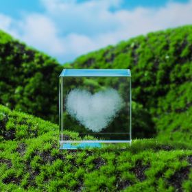 Moon; Cloud; 3D Cube Engraved Crystal Craft Ornaments; Desktop Bedroom Decorations; Creative Birthday Gifts - Love Cloud