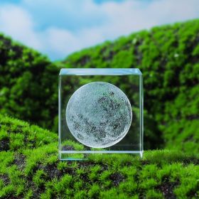 Moon; Cloud; 3D Cube Engraved Crystal Craft Ornaments; Desktop Bedroom Decorations; Creative Birthday Gifts - Moon