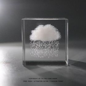 Moon; Cloud; 3D Cube Engraved Crystal Craft Ornaments; Desktop Bedroom Decorations; Creative Birthday Gifts - Rainy Day