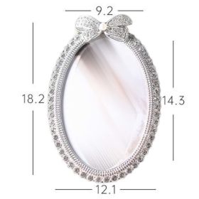 Rhinestone Oval Photo Frame 4x6 Bowknot Wedding Picture Frame Desktop Display Silver Photo Frame Decoration