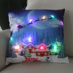 1pc Christmas Cushion Cover 45x45 Led Light Christmas Decorations for Home Santa Claus Printed Christmas Pillow Case - as pic B