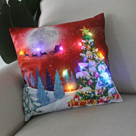 1pc Christmas Cushion Cover 45x45 Led Light Christmas Decorations for Home Santa Claus Printed Christmas Pillow Case - as pic D