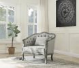 ACME Samael Chair w/Pillow, Gray Linen & Gray Oak Finish LV01163 - as Pic