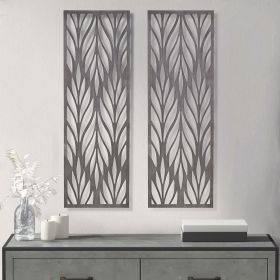 Grey Laser Cut Wood 2-piece Panel Wall Decor Set - as Pic