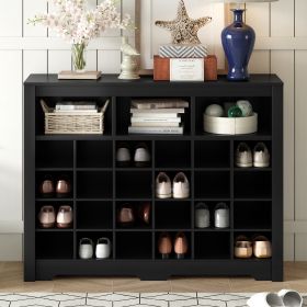 ON-TREND Sleek Design 24 Shoe Cubby Console, Modern Shoe Cabinet with Curved Base, Versatile Sideboard with High-quality for Hallway, Bedroom