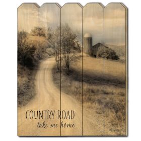 "Country Road Take Me Home" by Lori Deiter, Printed Wall Art on a Wood Picket Fence - as Pic