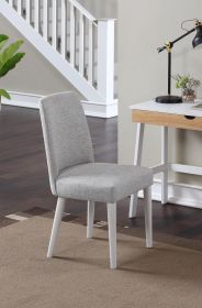 Taylor Chair With White Leg And Gray Fabric - as Pic