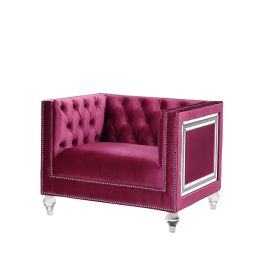 ACME Heibero Chair, Burgundy Velvet 56897 - as Pic