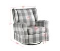 ACME Patli Swivel Chair w/Glider , Gingham Gray White Fabric Pattern