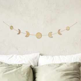 Moon Phase Wall Decor Hanging Garland 7 Gold Hammered Metal Boho Wall Decor Moon Garland 34 inch Celestial Phases Moon Decor Moon Phases Wall Art - Br