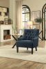 Modern Traditional Accent Chair Button Tufted BlueTextured Fabric Upholstery Solid Wood 1pc Living Room Furniture - as Pic