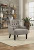 Modern Traditional Accent Chair Button Tufted Taupe Fabric Upholstery Solid Wood 1pc Living Room Furniture - as Pic