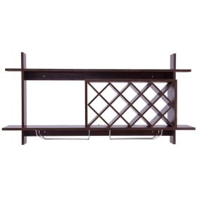 Wall Mount Wine Rack with Glass Holder & Storage Shelf