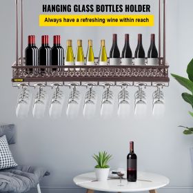 VEVOR Ceiling Wine Glass Rack, 35.8 x 13 inch Hanging Wine Glass Rack, 18.9-35.8 inch Height Adjustable Hanging Wine Rack Cabinet