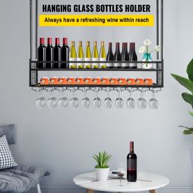 VEVOR Ceiling Wine Glass Rack, 46.9 x 11.8 inch Hanging Wine Glass Rack, 18.9-35.8 inch Height Adjustable Hanging Wine Rack Cabinet