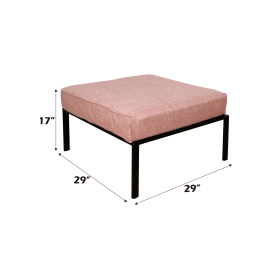 ACME Rajni Patio-Ottoman, Pink Fabric & Black Finish OT01768