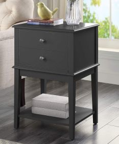 conifferism Tall Bed Side Tables Black,Large Wood Nightstand with 2 Drawers 28 inch Height for Living Room