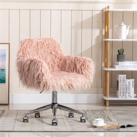 Modern Faux fur home office chair, fluffy chair for girls, makeup vanity Chair - as picture