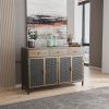 48" Wide 4 Doors Modern Sideboard with 3 Top Drawers, Freestanding Sideboard Storage Cabinet Entryway Floor Cabinet for Living Room Office Bedroom - a