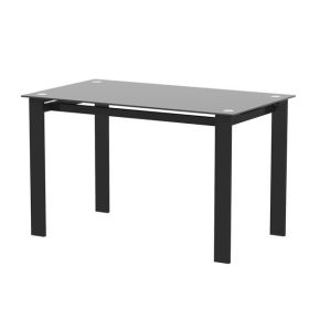 Black Modern Tempered Glass Dining Table Kitchen Table Living Room Accent Table Office Table