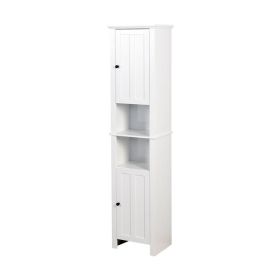 Bathroom Floor Storage Cabinet with 2 Doors Living Room Wooden Cabinet with 6 Shelves 15.75 x 11.81 x 66.93 inch - as picture