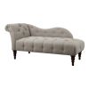 Modern Traditional Blue Hill Collection Chaise Lounge Brown Button Tufted Accent Chair Espresso Finish Legs