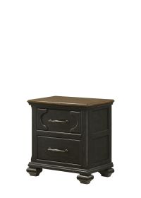 Yeah Depot Hamilton Nightstand Bedside Table - Black, Nutmeg Top, Vintage Hardware