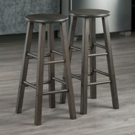 Element 2-Pc Square Leg Bar Stool Set; Oyster Gray