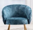 Gorgeous Living Room Accent Chair 1pc Button-Tufted Back Covering Blue Fabric Upholstered Metal Legs - as Pic