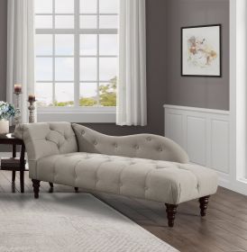 Modern Traditional Blue Hill Collection Chaise Lounge Brown Button Tufted Accent Chair Espresso Finish Legs