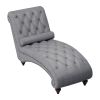 Modern Stylish Gray Color 1pc Chaise Button-Tufted Nailhead Trim w Bolster Pillow Comfortable Living Room Furniture Solid wood and Plywood Frame - as