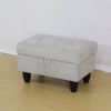 Grey White Flannel Living Room Sofa Set Ottoman