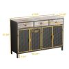 48" Wide 4 Doors Modern Sideboard with 3 Top Drawers, Freestanding Sideboard Storage Cabinet Entryway Floor Cabinet for Living Room Office Bedroom - a