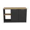 Kitchen Island Padua, Kitchen, Black / Macadamia