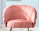 Gorgeous Living Room Accent Chair 1pc Button-Tufted Back Covering Rose Color Velvet Upholstered Metal Legs - as Pic