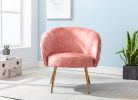 Gorgeous Living Room Accent Chair 1pc Button-Tufted Back Covering Rose Color Velvet Upholstered Metal Legs - as Pic