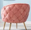 Gorgeous Living Room Accent Chair 1pc Button-Tufted Back Covering Rose Color Velvet Upholstered Metal Legs - as Pic