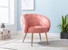 Gorgeous Living Room Accent Chair 1pc Button-Tufted Back Covering Rose Color Velvet Upholstered Metal Legs - as Pic