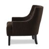 Modern Traditional Accent Chair Button Tufted Chocolate-hued Textured Fabric Upholstery Solid Wood 1pc Living Room Furniture - as Pic