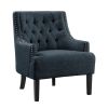 Modern Traditional Accent Chair Button Tufted BlueTextured Fabric Upholstery Solid Wood 1pc Living Room Furniture - as Pic