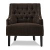 Modern Traditional Accent Chair Button Tufted Chocolate-hued Textured Fabric Upholstery Solid Wood 1pc Living Room Furniture - as Pic