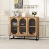 Storage Cabinet with Glass Door, Sideboard Buffet Cabinet for Kitchen,Dining Room, Walnutcolor - as picture